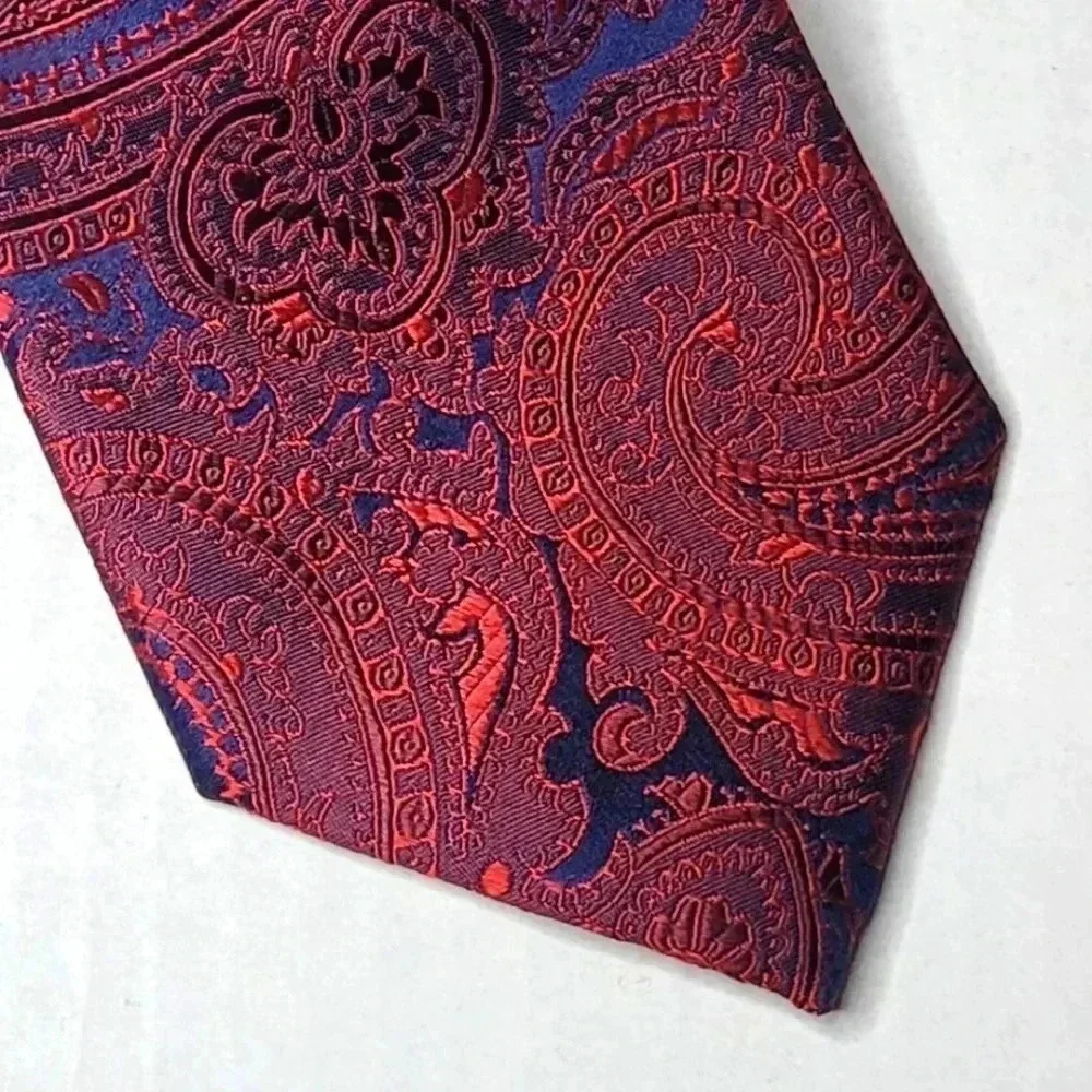 Tommy Hilfiger Men's  Paisley Red and Blue Men's Tie